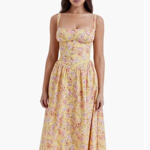House of CB, Tatiana Corset Dress, Yellow Floral Dress